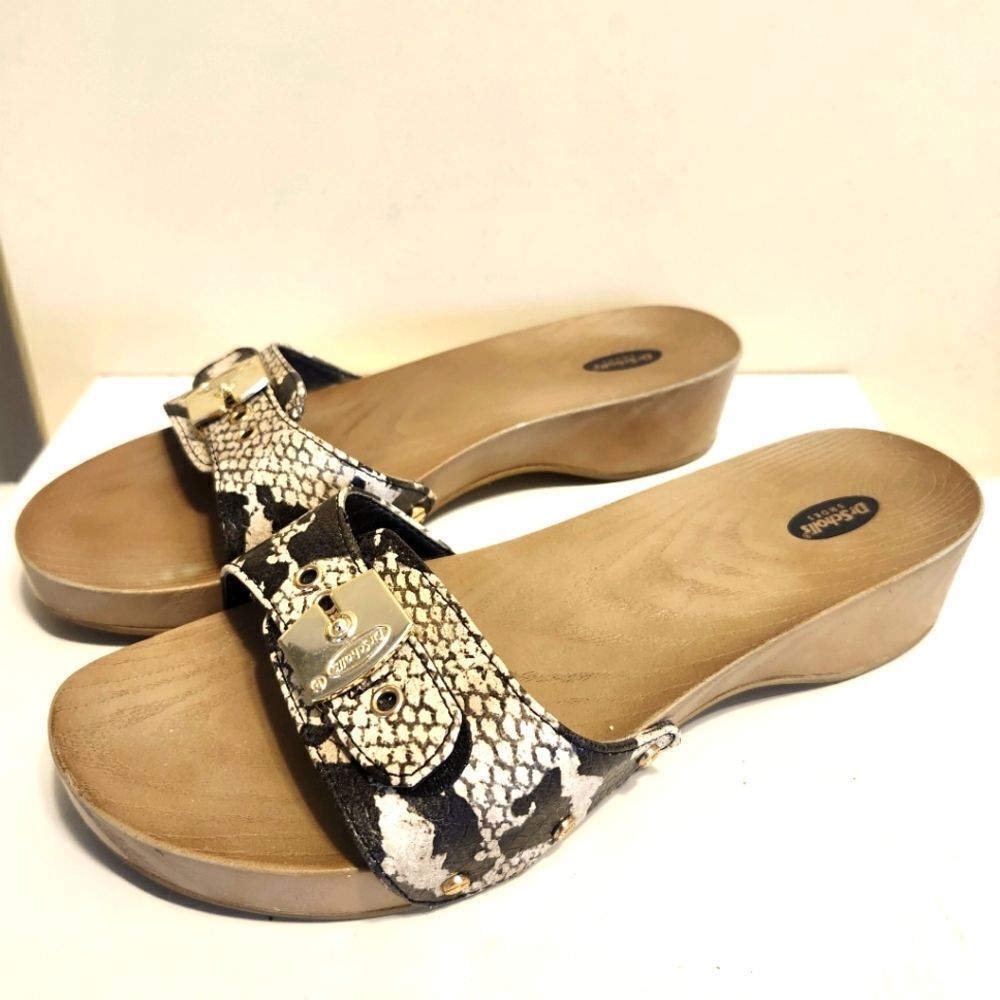 Dr. Scholl's Snakeskin Print "Original Exercise Sandals" EVA Slide Sandals Sz.6